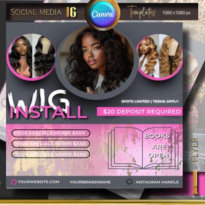 Haar Flyer, Perückeninstallation, Friseur Flyer, Jetzt Buchen, Friseur, Instagram Vorlage, Perückenverkauf, Buchung Flyer, Canva Vorlage, DIY Flyer