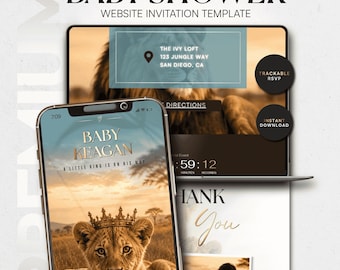 Little King Baby Shower Website Template •  Luxury Safari Baby Shower Invitation • Editable Baby Shower Website •  Boy Shower Invite
