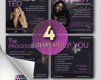 Credit Repair Flyer Template • Financial Services Ad (Canva Editable) • BUNDLE