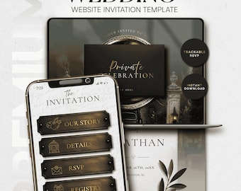 Old Money Wedding Website Template, Luxury Wedding Website Invitation, Editable Canva RSVP Website, Interactive Wedding Invite