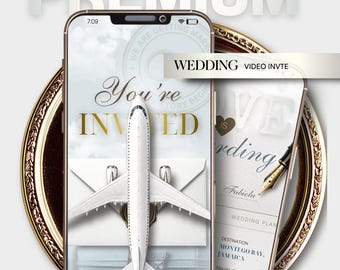 Destination Wedding Digital Passport Invitation, Video Passport Wedding Invite,  Animated Marriage invitation  with Bonus Wedding Planner