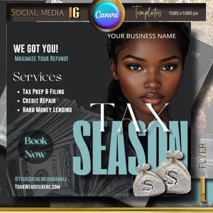 Tax Preparation Flyer, DIY Flyer Template Design, Tax Prep Flyer, Income Tax Preparer Flyer, Premade Tax Season Accounting Services, Canva