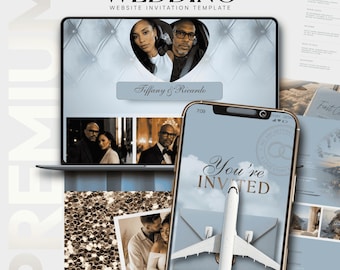 Luxury Passport Wedding Website with RSVP | Destination Wedding Invitation | Canva Template, Countdown, Registry + Bonus Checklist
