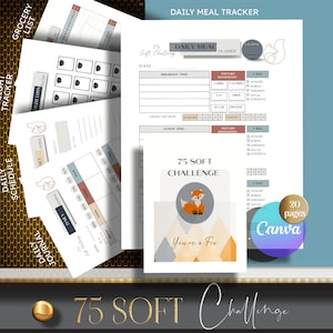 75  Soft Challenge, Fitness Journal, Daily Habit Tracker,  Health Fitness Planner, 75 Day Tracker,  Weight loss Journal, Tik Tok Challenge