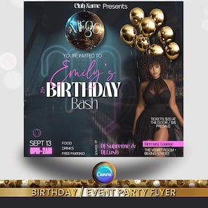 Birthday Party Flyer, Birthday BashTemplate, Birthday girl, Event Flyer, Club Flyer, Birthday Bash, Virgo Birthday Flyer, Canva Template