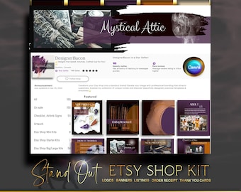 Witchy Etsy Shop Kit - Gothic Etsy banner, Dark Shop Bundle for Gothic Branding & Selling on Etsy Eller Templates for New Shop, Shop Manager