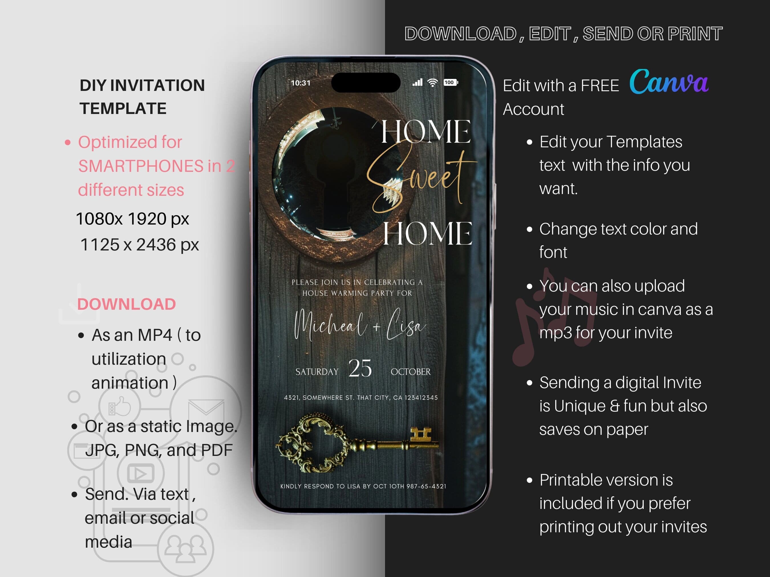 Digital Housewarming Party Invitation, Animated House Warming Invite ...