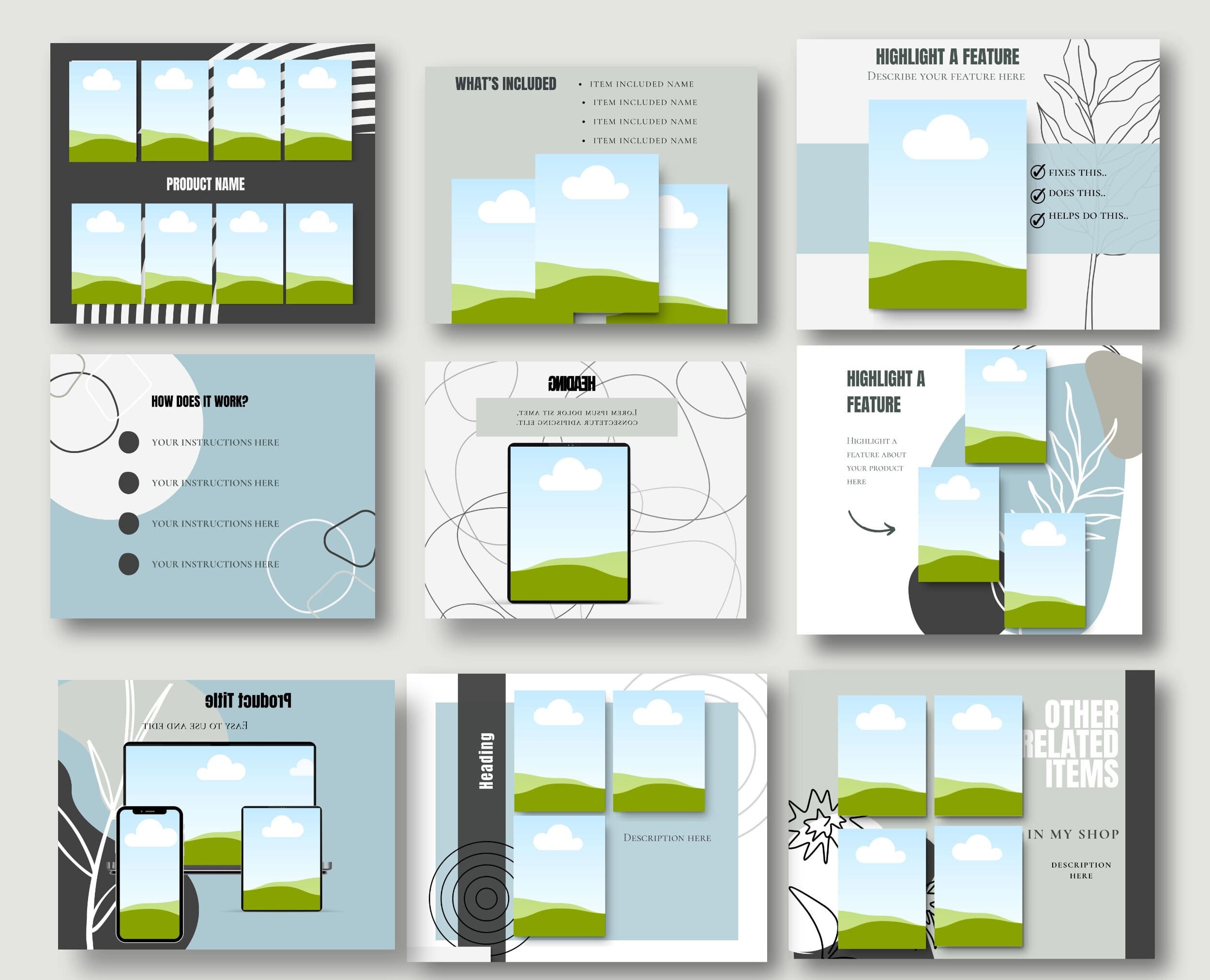 Ultimate Etsy Listing Mockup Templates for Etsy Sellers, Boho Etsy Shop ...