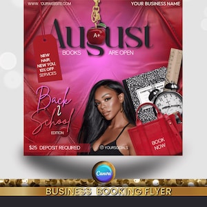 Back to School Booking Flyer,  Back 2 School, Editable Canva Template for Hair, Nails, Lashes, Makeup, August Promo, Instant Download