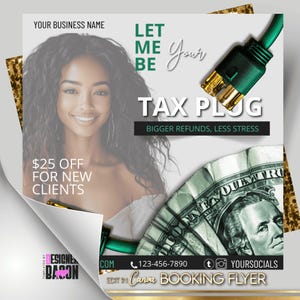 Tax Prep Flyer, Tax Prep Instagram, Diy Editable Template,Tax Flyer Template, Preparation Flyers, Tax Prep Template, Canva Instant download