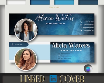 Blue LinkedIn Banner Modern  Professional LinkedIn Banner  Minimalist Profile Background Banner Bundle Aesthetic Banner Cover Elegant Kit