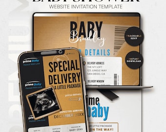 Special Delivery Baby Shower Website Template • Editable Canva Invite • Interactive RSVP Website • Baby Shower Evite