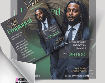 Self Employed Tax Flyer · Editable Tax Prep Template · Canva Marketing Post · New Client Promo · Filing Services Advertisement
