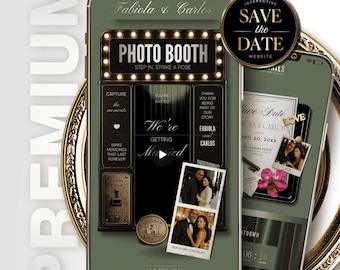 Photo Booth Save the Date Website | Interactive Wedding Invitation Editable Canva Template | RSVP Tracker & Live Countdown Digital Evite
