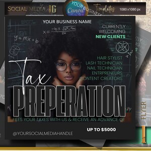 Tax Preparation Flyer, DIY Flyer Template Design, Tax Prep Flyer, Income Tax Preparer Flyer, Premade Tax Season Accounting Services, Canva