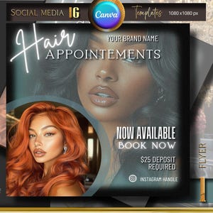HairStylist Flyer, Wig Install, Hair Flyer, Book Now Flyer, Instagram Template, September Booking Flyer, Appointment Flyer, Walk-Ins, Canva