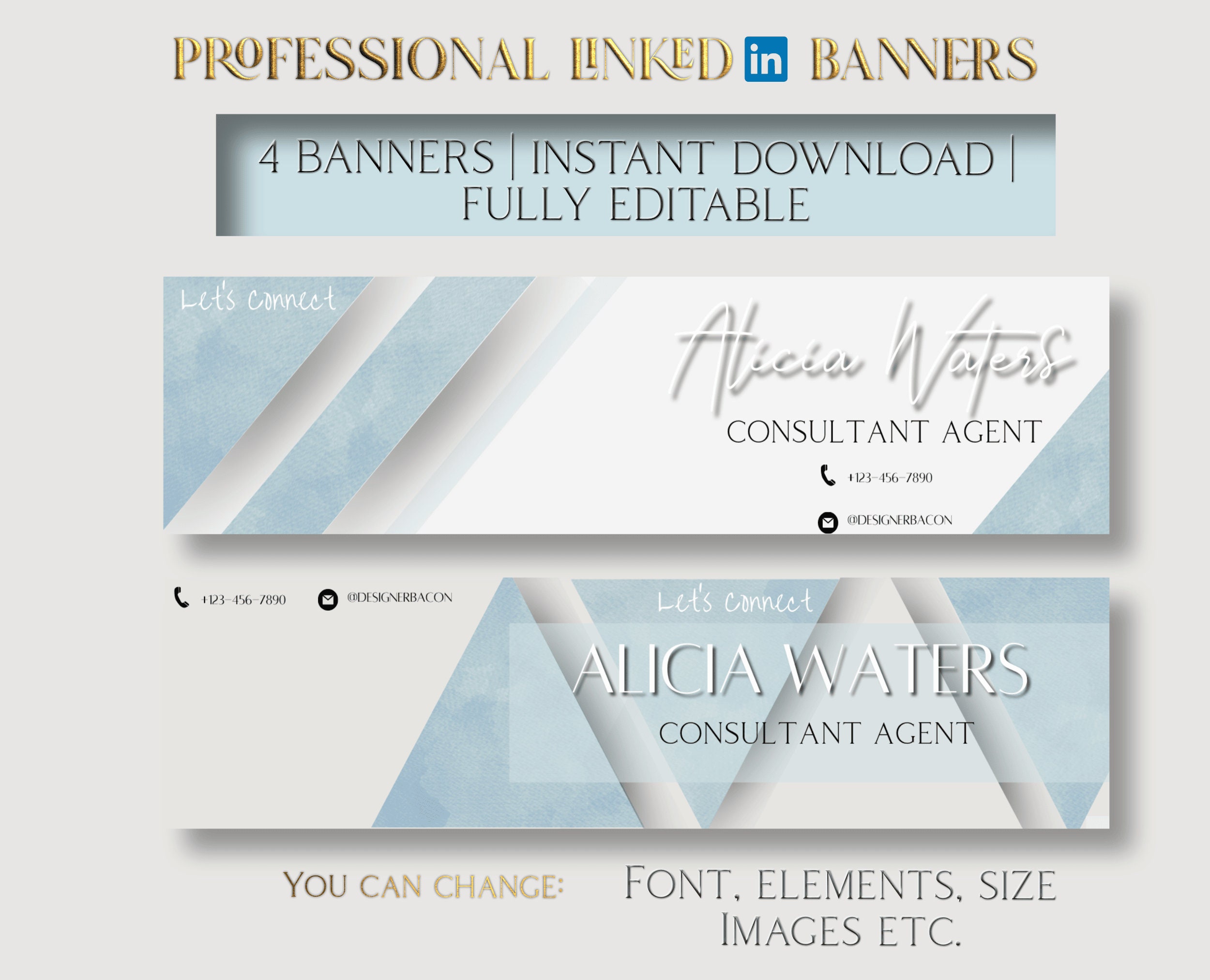 Blue Editable Linkedin Banner Canva Template for Professionals Linkedin ...
