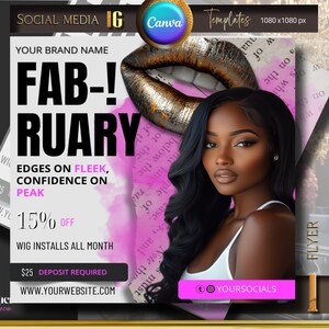 February Booking Flyer, Valentines Day Booking Flyer, Holiday Deals Flyer, Makeup, Hair, Lashes, Nails, DIY Canva Template