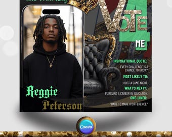 Homecoming King Campaign Flyer, Vote for Me, Homecoming King, Hoco, Election  Campaign, Instagram Template,  Editable Canva Template