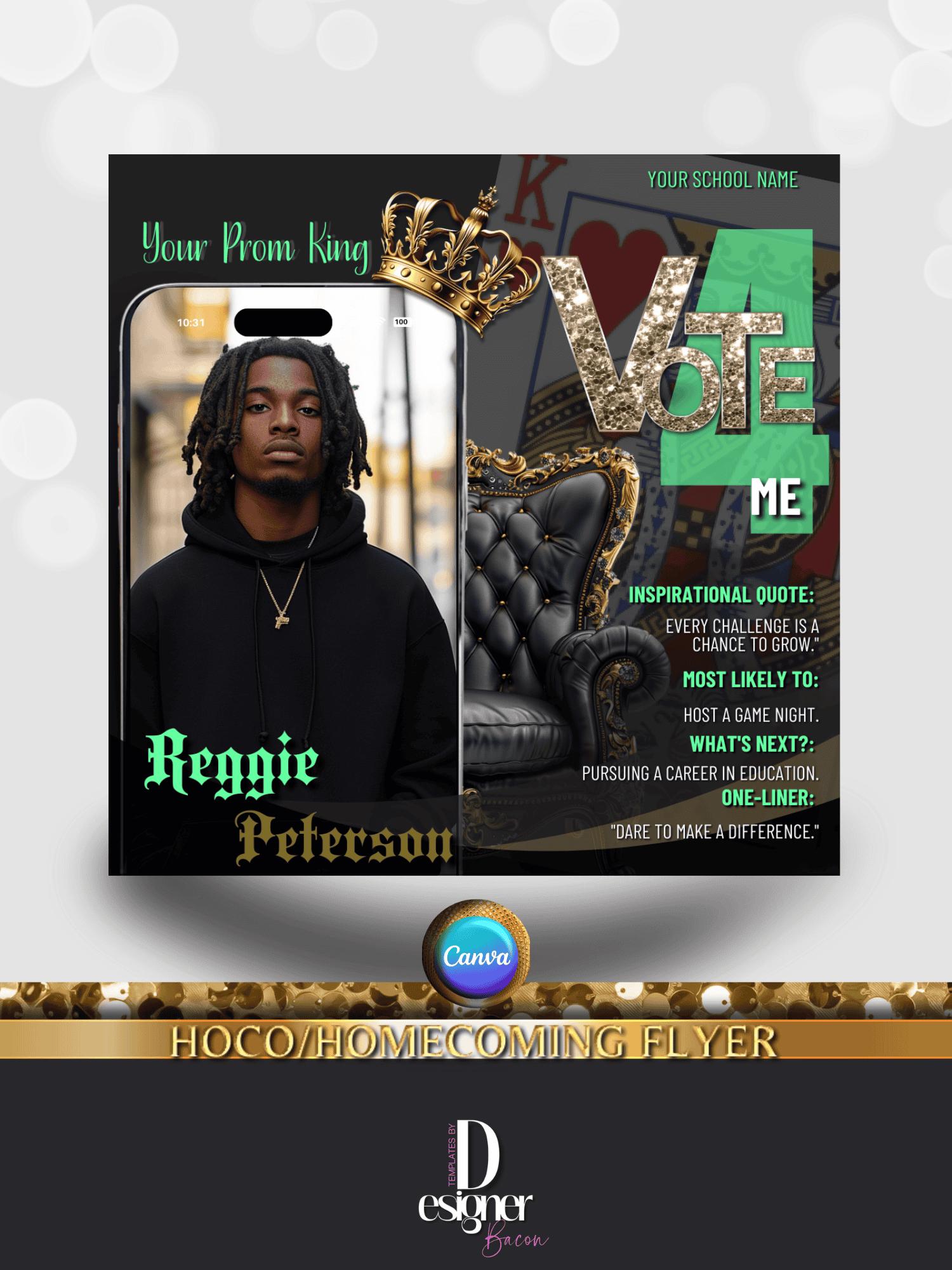 Homecoming King Campaign Flyer, Vote for Me, Homecoming King, Hoco, Election  Campaign, Instagram Template,  Editable Canva Template