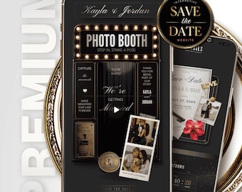 Save the Date Website | Photo Booth Interactive Wedding Invitation Editable Canva Template | RSVP Tracker & Live Countdown Digital invite