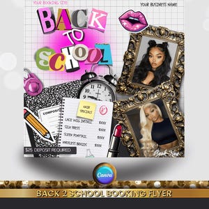Back To School Flyer, Back 2  School hair flyer, Back to school sale flyer, DIY canva template, Back 2 School Flyer, Braid Special Flyer