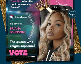 Homecoming Flyer, Vote for me,  Template, HOCO Flyer, Homecoming Queen Flyer, Homecoming King Flyer, Homecoming Campaign Flyer, Homecomin