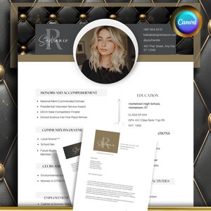 Elegant  Sorority Resume Template with Photo, Editable Rush Resume Template, Cover Letter, College Social Resume, Aesthetic Sorority Packet