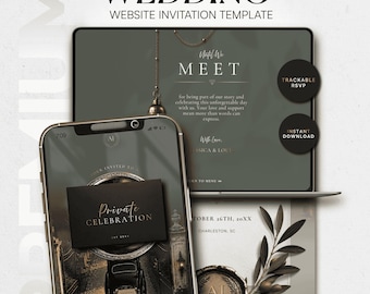 Editable Wedding Website Template • Canva Wedding Website •  Luxury Wedding Invitation • RSVP, • Countdown & Registry • Old Money Invite
