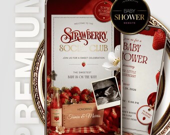 Strawberry Baby Shower Invitation Video, Animated MP4 Invite, Editable Canva Template, Berry Baby Shower, So Berry Sweet, Instant Download