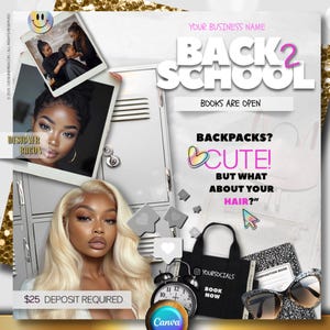 Back to School Sale Flyer – Hair Booking flyer, Hairstylist, Hair & Lashes Promo Template,  Braid Special Booking Flyer, Editable Canva