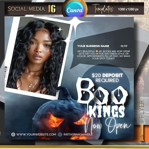 Hairstylist Flyer, October Booking, Halloween Hair Flyer, Booking Flyer, Halloween Flyer, Book Now Flyer, Instagram Template, Canva Template