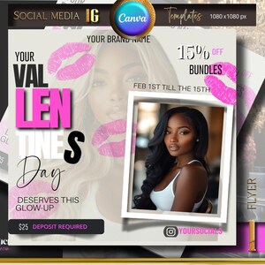 February Booking Flyer, Valentines Day Booking Flyer, Holiday Deals Flyer, Makeup, Hair, Lashes, Nails, DIY Canva Template