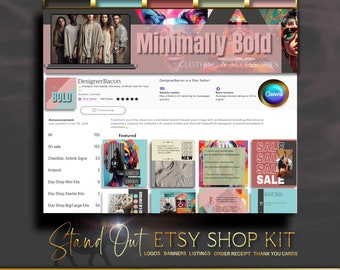 Farbenfrohes Branding Kit für Etsy Verkäufer, Etsy Shop Kit Bundle, bearbeitbarer Shop Banner, Verkauf auf Etsy, Canva Vorlagen, Pastell Branding