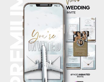 Destination Wedding Digital Passport Invitation, Video Passport Wedding Invite,  Animated Marriage invitation  with Bonus Wedding Planner