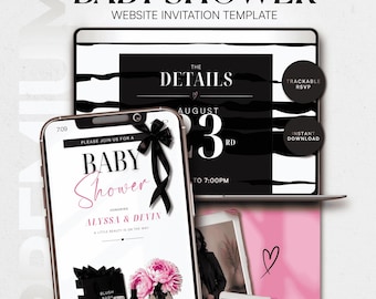 Luxury Baby Shower Website Template, Beauty Store Inspired Baby Shower Invite, Interactive Canva Website, RSVP Registry