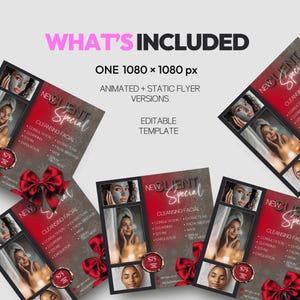 Julklappsflyer för ansiktsbehandling, semesterspa, Canva-mall för hudterapeut, flygblad för vintererbjudanden, hudvårdskampanj, mall för skönhetssalong bild 3