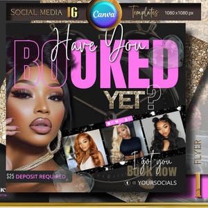 February Booking Flyer, Valentines Day Booking Flyer, Hair Flyer,  Holiday Deals Flyer, Makeup, Hair, Lashes, Nails, DIY Canva Template