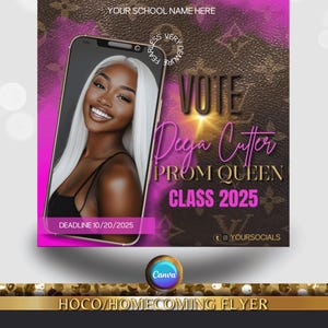 Vote Prom Queen Flyer, Homecoming Flyer, Prom Flyer, Canva Template, Campaign Flyer, Election, Voting Flyer, Editable Template, Hoco flyer,
