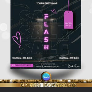 Flash Sale Flyer, Sale Flyer,Salon Sale, Shop Deals, Hair Promo  Hair Nail Bundles Flyer, Stylist, Fashion, Instant download, Canva template