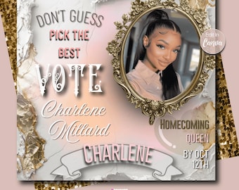 Homecoming Flyer, Vote for me,  Template, HOCO Flyer, Homecoming Queen Flyer, Homecoming King Flyer, Homecoming Campaign Flyer, Homecomin