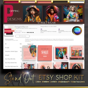 Colorful Etsy Shop Branding Kit for Etsy Seller Editable , Etsy Shop Banner,  Canva Templates for New Etsy Shop, Bold Branding