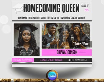 NEWSPAPER Homecoming Flyer, Vote for me,  Template, HOCO Flyer, Homecoming Queen Flyer, Homecoming King Flyer, Campaign Flyer, Homecomin