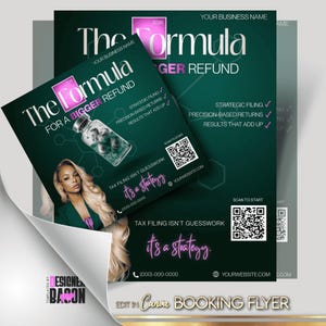 Modello Canva per la prenotazione della preparazione delle tasse · Annuncio di prenotazione per clienti contabili · Volantino di marketing modificabile