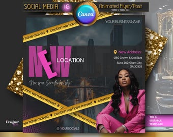 New location template, We Moved Flyer, DIY Canva flyer, Location change template, New business location,  New salon location flyer
