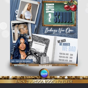 Back to School Booking Flyer,  Back 2 School, Editable Canva Template for Hair, Nails, Lashes, Makeup, August Promo, Instant Download