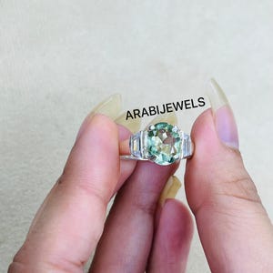 Mint Green Tourmaline Ring: 925 Sterling Silver Oval Engagement Ring