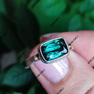 Indicolite Tourmaline Ring Cushion Cut Indicolite Tourmaline Ring925 Sterling Silver Indicolite Tourmaline Ring Ring for her tourmaline ring