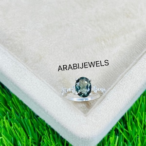 Anillo de turmalina verde Hermoso anillo de turmalina verde Plata de ley 925 Regalo de aniversario de boda de compromiso para ella Anillo de turmalina verde