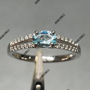Aquamarine Ring Beautiful Aquamarine Ring Oval Cut Aquamarine Ring 925 Sterling Silver Aquamarine Ring Engagement Wedding Anniversary Ring